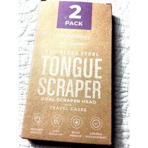 Mouthology 2-Pack Stainless Steel Tongue Scraper*Dual Scraper Head*Travel Cases